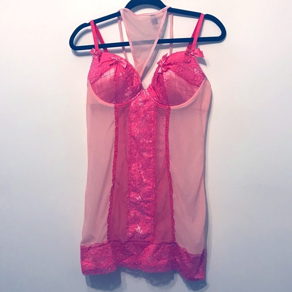 iCollection Other - NWOT blush & hot pink sexy lace garment & g string